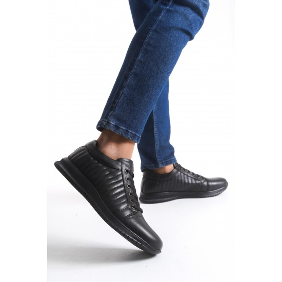 Ghattix 2025 Erkek Hakiki Deri Ayakkabı Siyah