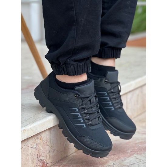 Ghattix Su Kar Kışlık Fermuarlı Erkek Bot İçi Tüylü Bot Siyah Siyah