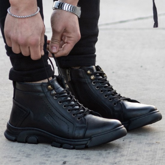 Ghattix Kotta Kışlık Hakiki Deri Erkek Bot Fermuarlı