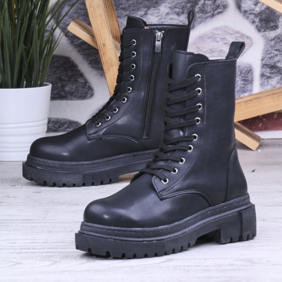 Ghattix Kadın Bağcıklı Fermuarlı Postal Düz Bot