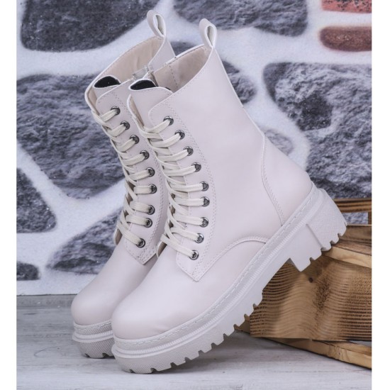 Ghattix Kadın Bağcıklı Fermuarlı Postal Düz Bot