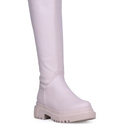 Ghattix Kadın Düz Çizme Fermuarlı Bot Kaymaz Kauçuk Taban