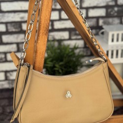 Ghattix Bej Suni Deri Askılı Günlük Kadın El Omuz Çantası