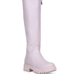 Ghattix Kadın Çizme Dizaltı Fermuarlı Düz Taban