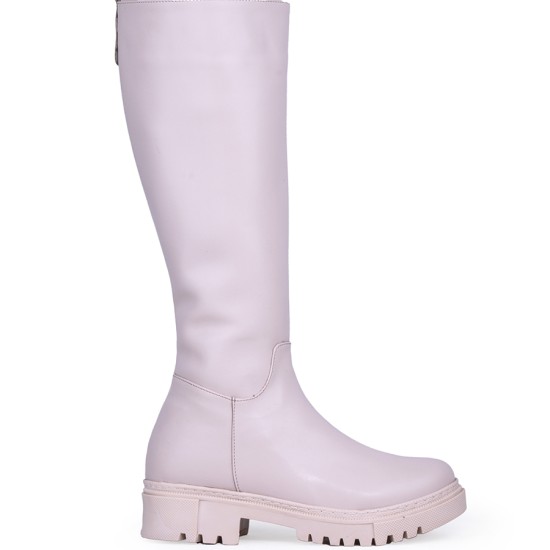 Ghattix Kadın Çizme Dizaltı Fermuarlı Düz Taban